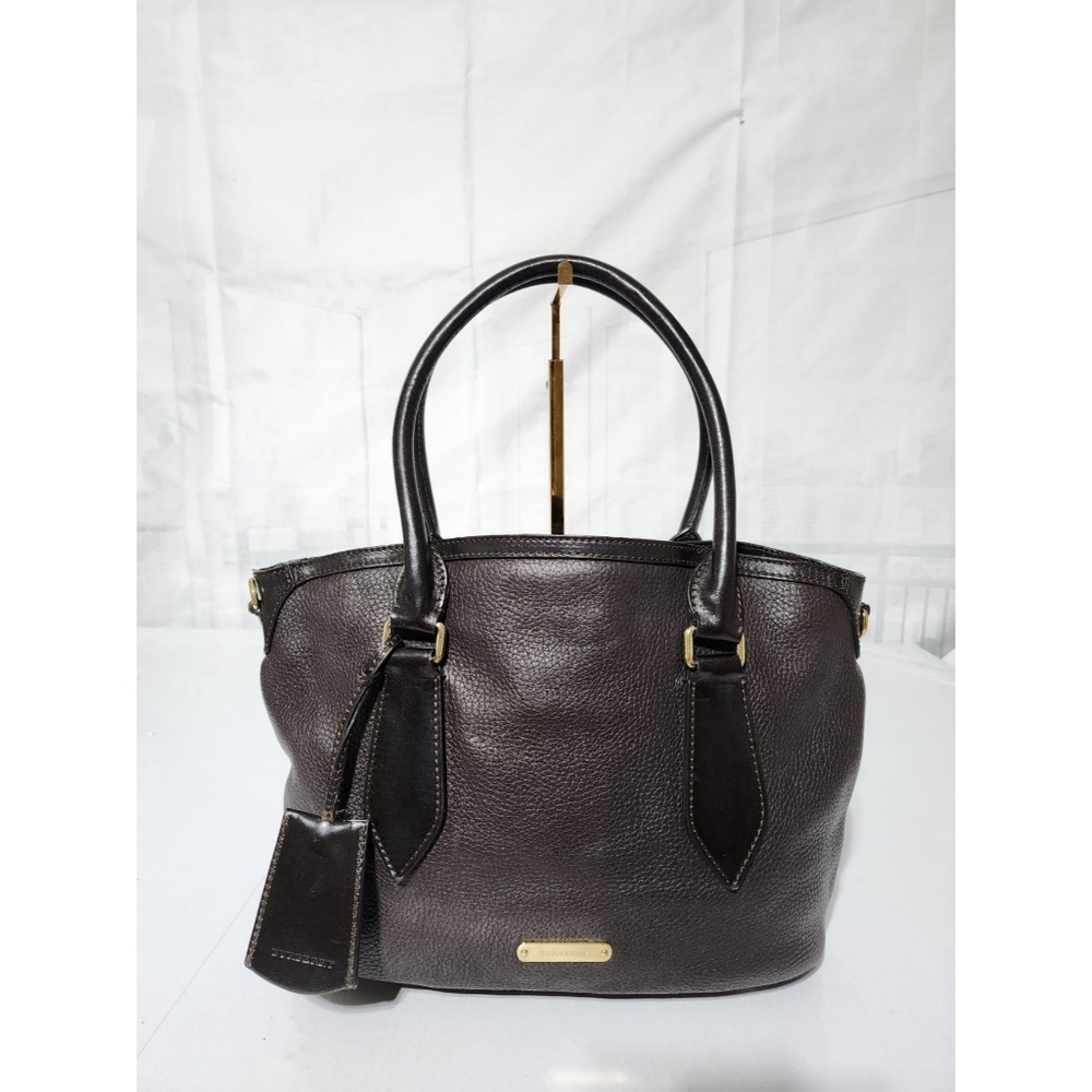 Burberry London Grainy Leather Medium Newfield Tote Bag Dark Brown